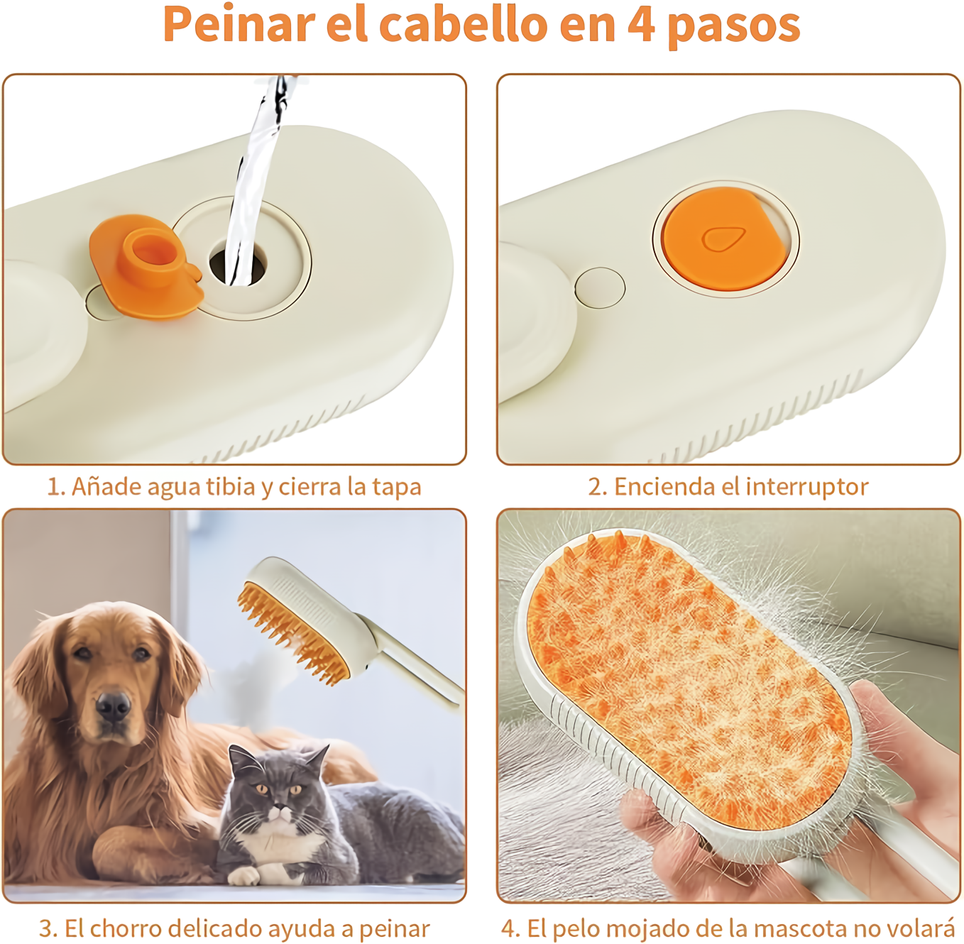 Cepillo a Vapor Mascotas (3 en 1 ) para Limpieza