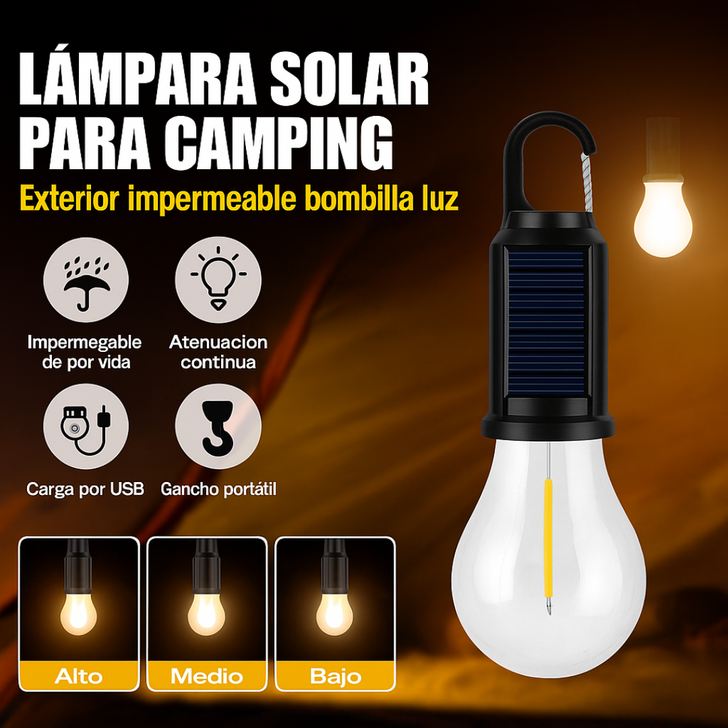 AMPOLLETA SOLAR RECARGABLE CAMPING (2 unidades)